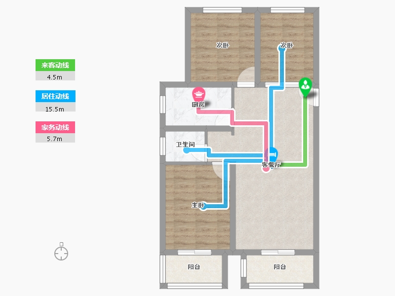 河北省-廊坊市-春城绿景兰亭苑-69.55-户型库-动静线