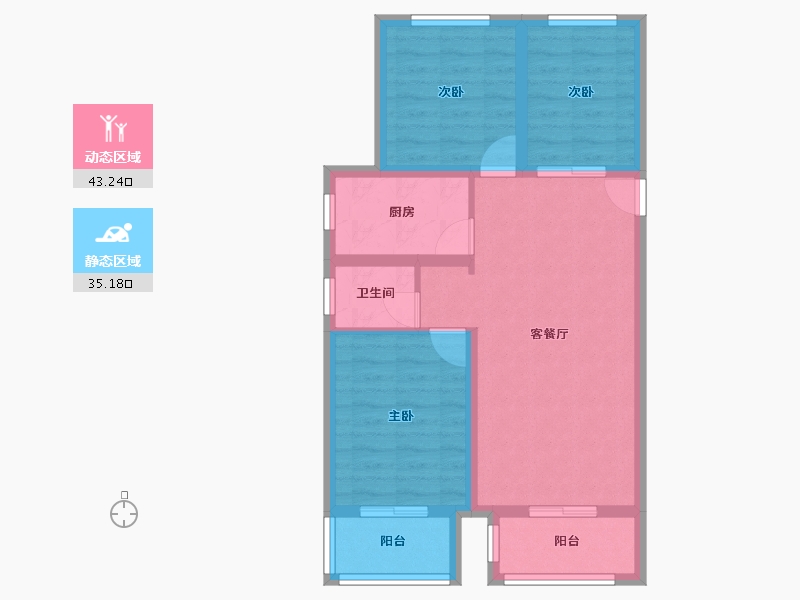 河北省-廊坊市-春城绿景兰亭苑-69.55-户型库-动静分区