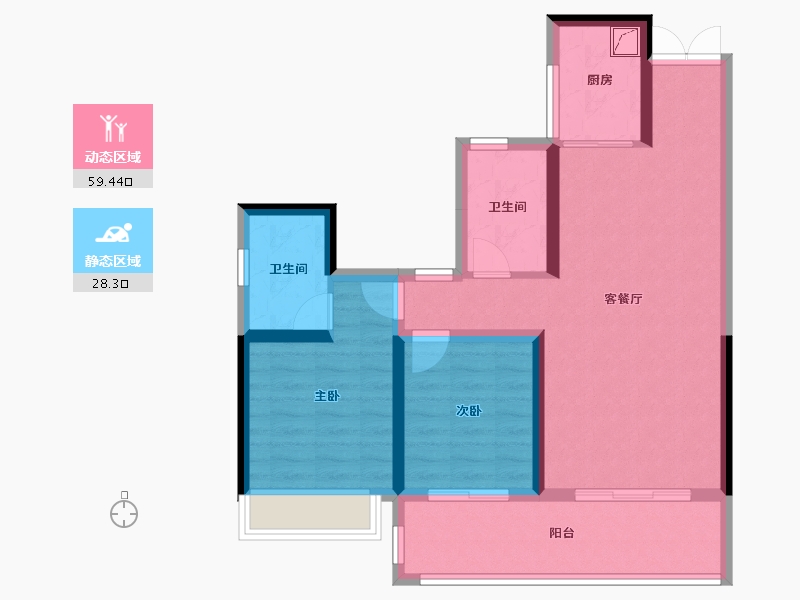 云南省-昭通市-圣桦锦悦府-77.63-户型库-动静分区