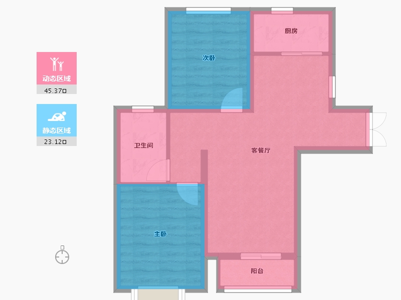 河北省-廊坊市-春城绿景兰亭苑-60.82-户型库-动静分区