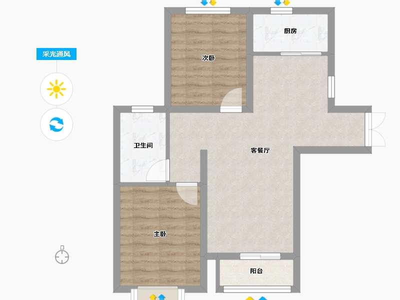 河北省-廊坊市-春城绿景兰亭苑-60.82-户型库-采光通风