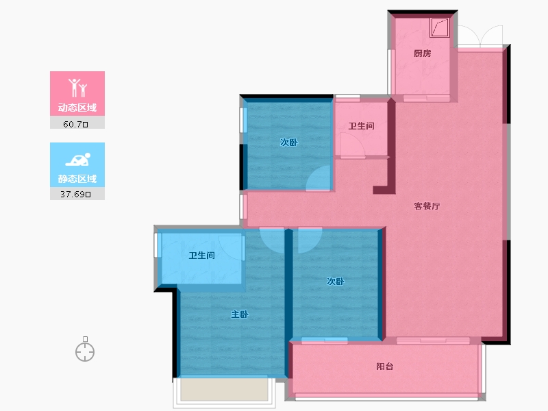 云南省-昭通市-圣桦锦悦府-87.42-户型库-动静分区