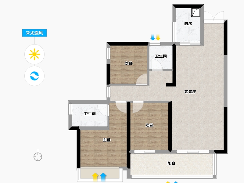 云南省-昭通市-圣桦锦悦府-87.42-户型库-采光通风