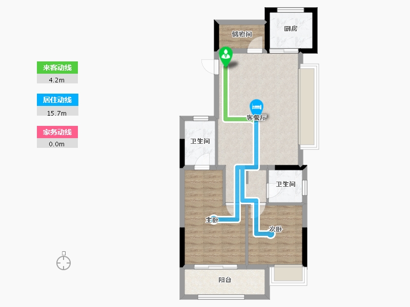 浙江省-杭州市-中天雅境-72.96-户型库-动静线