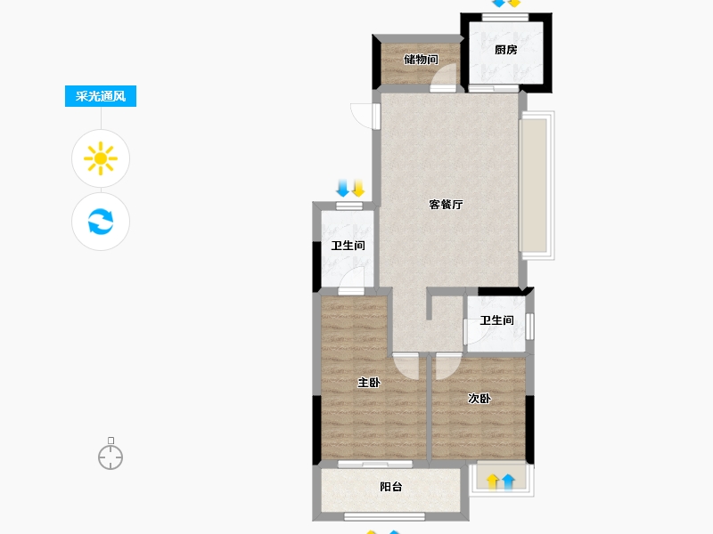 浙江省-杭州市-中天雅境-72.96-户型库-采光通风