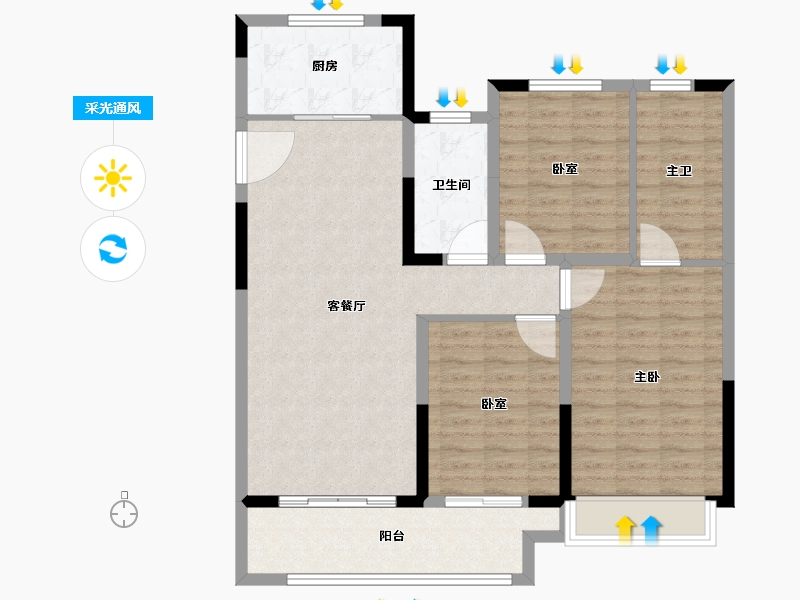 河南省-商丘市-雅居乐蘭台府-100.00-户型库-采光通风