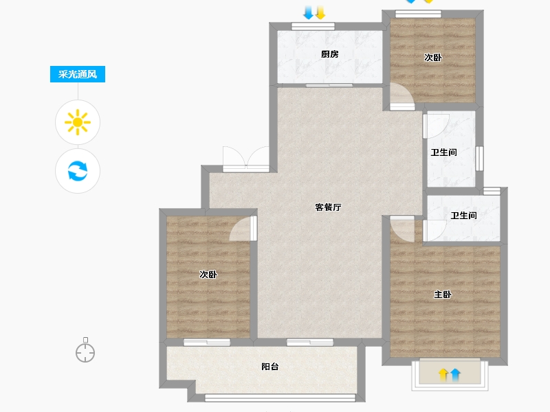 山东省-临沂市-未来城-97.00-户型库-采光通风