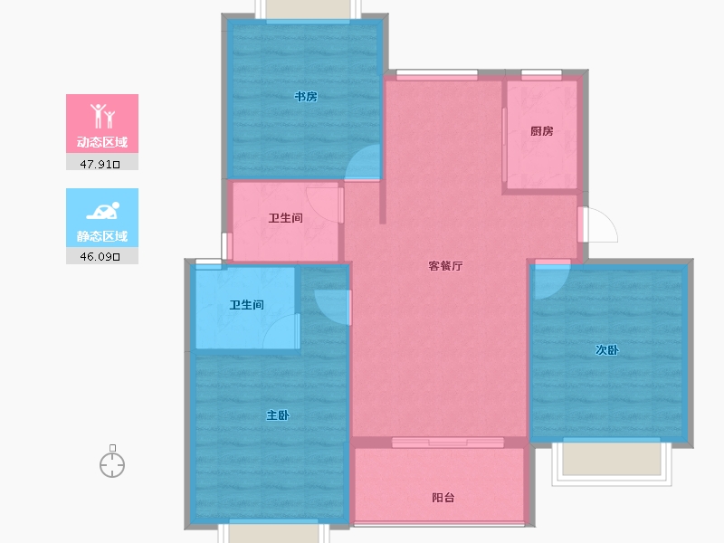 福建省-宁德市-润锦·星湖名筑-85.77-户型库-动静分区