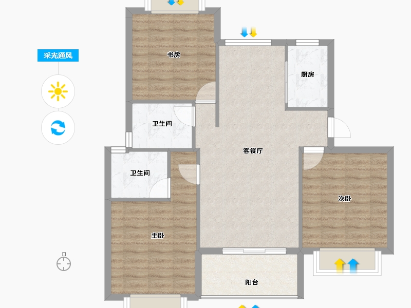 福建省-宁德市-润锦·星湖名筑-85.77-户型库-采光通风