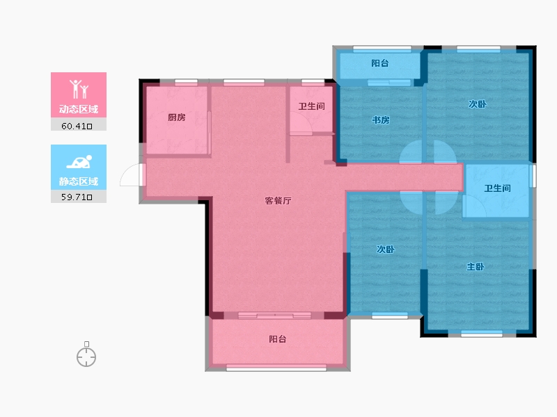 湖北省-宜昌市-康居阳光城-108.60-户型库-动静分区