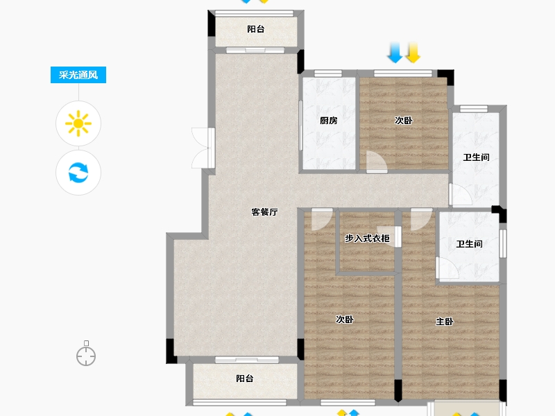 江西省-南昌市-加美四季花城-127.81-户型库-采光通风