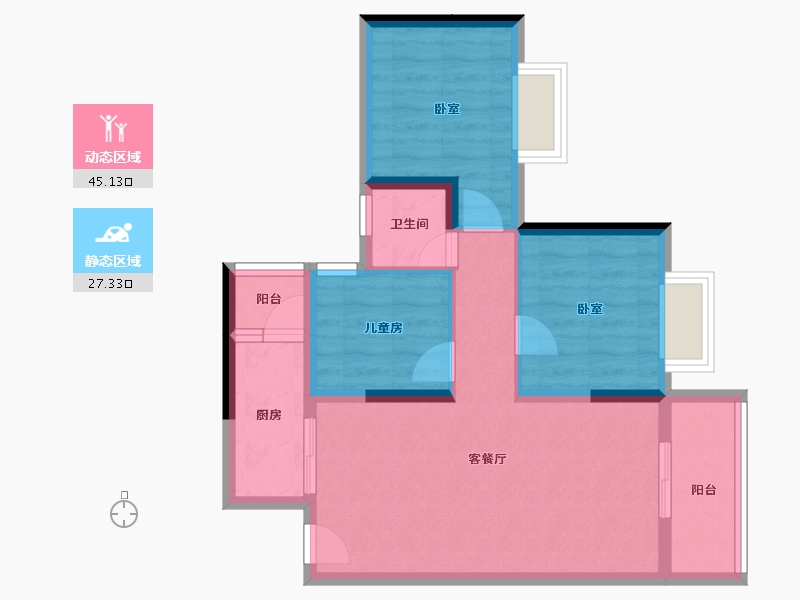 广东省-深圳市-松茂·柏景湾-63.78-户型库-动静分区