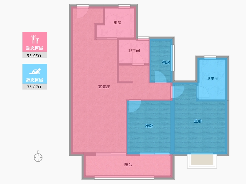 湖南省-湘潭市-大汉龍雲臺-81.89-户型库-动静分区