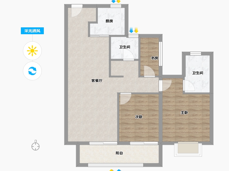 湖南省-湘潭市-大汉龍雲臺-81.89-户型库-采光通风