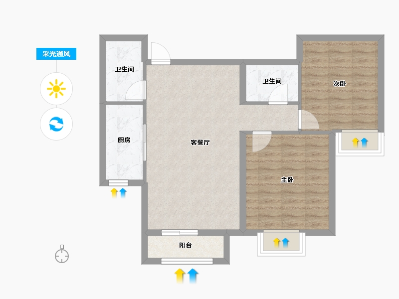 河北省-衡水市-隆江华府-69.11-户型库-采光通风