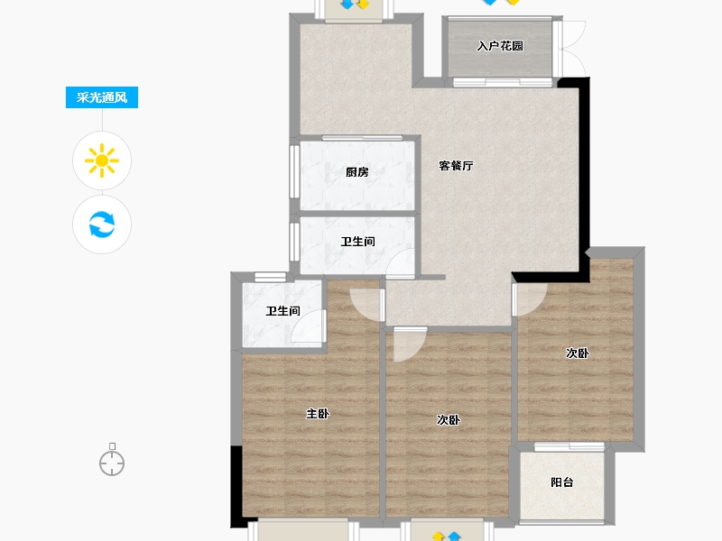 福建省-宁德市-润锦·星湖名筑-86.70-户型库-采光通风