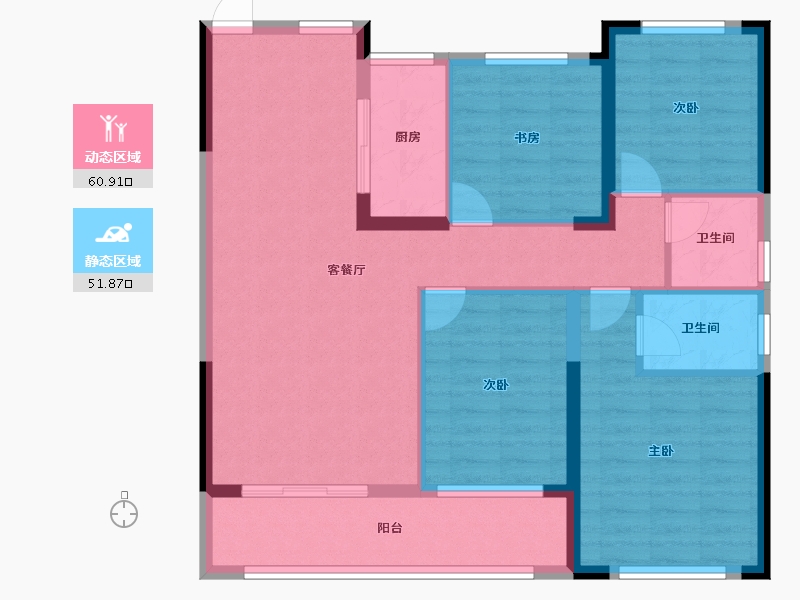 福建省-宁德市-宏地·滨江印公馆-101.45-户型库-动静分区