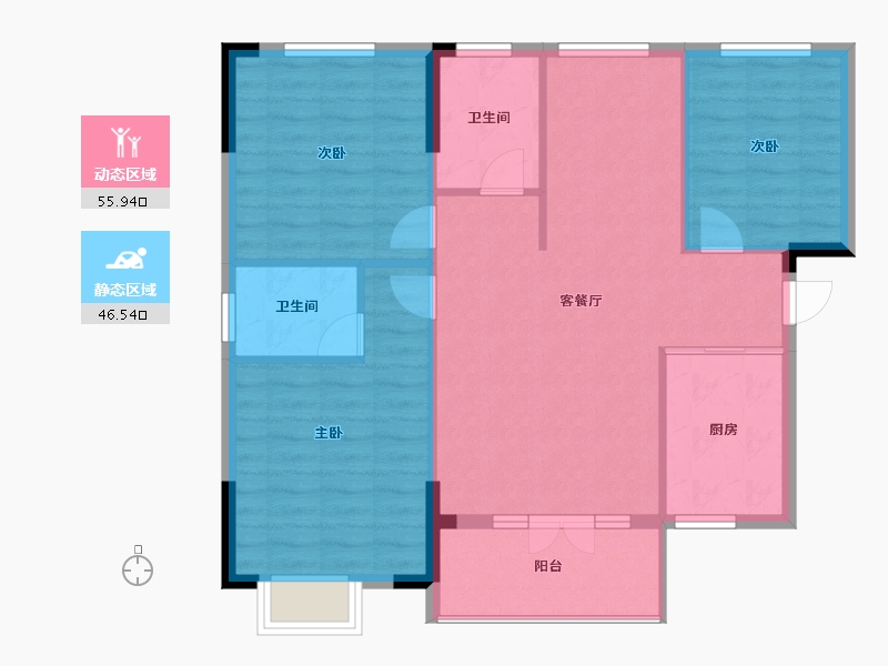 湖北省-宜昌市-华强·凤凰城-93.63-户型库-动静分区