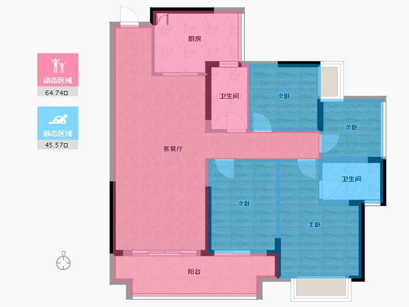 广东省-梅州市-融创奥园玖珑台-100.00-户型库-动静分区