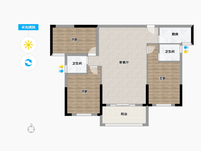 湖北省-宜昌市-康居阳光城-101.42-户型库-采光通风