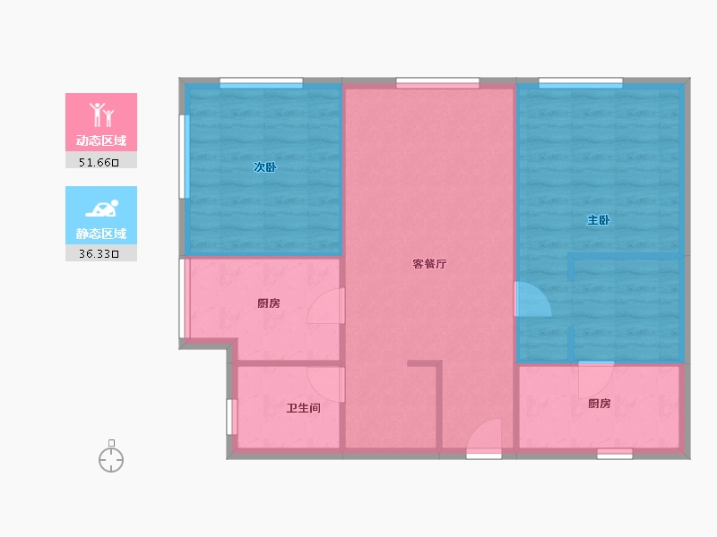 浙江省-杭州市-杭州世茂天玑公寓-80.27-户型库-动静分区