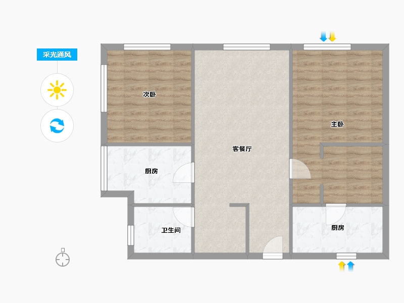 浙江省-杭州市-杭州世茂天玑公寓-80.27-户型库-采光通风