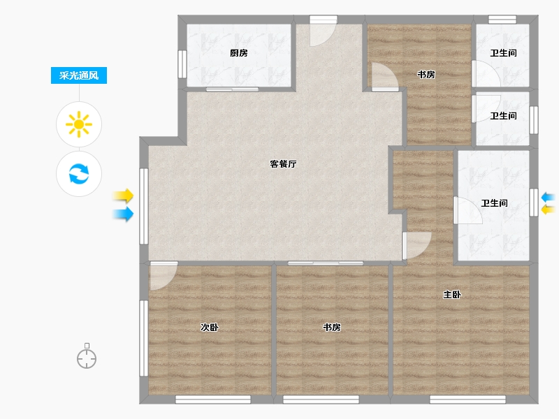 浙江省-杭州市-杭州世茂天玑公寓-109.21-户型库-采光通风