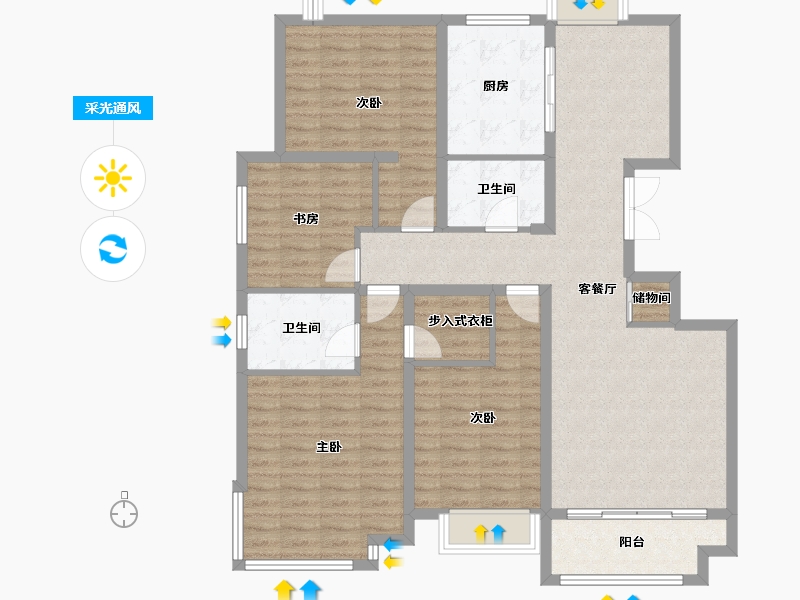 山东省-济南市-济高·天马相城-北区-136.58-户型库-采光通风