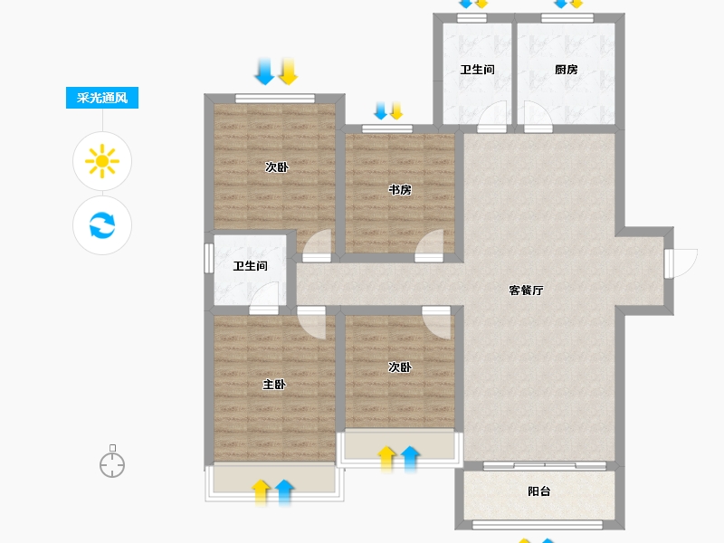 山东省-滨州市-融汇新里程-112.80-户型库-采光通风