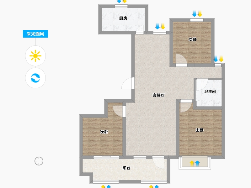 山东省-临沂市-掌舵龙湖-91.57-户型库-采光通风