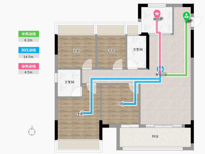 福建省-宁德市-周宁碧桂园·珑悦观邸-94.77-户型库-动静线