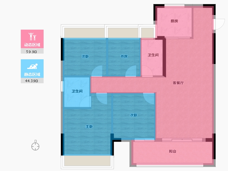 福建省-宁德市-周宁碧桂园·珑悦观邸-94.77-户型库-动静分区