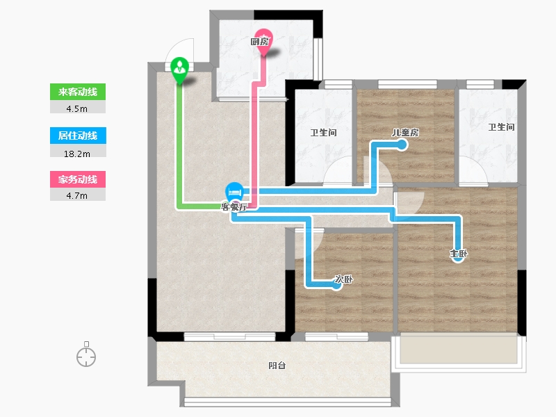 福建省-宁德市-周宁碧桂园·珑悦观邸-75.67-户型库-动静线