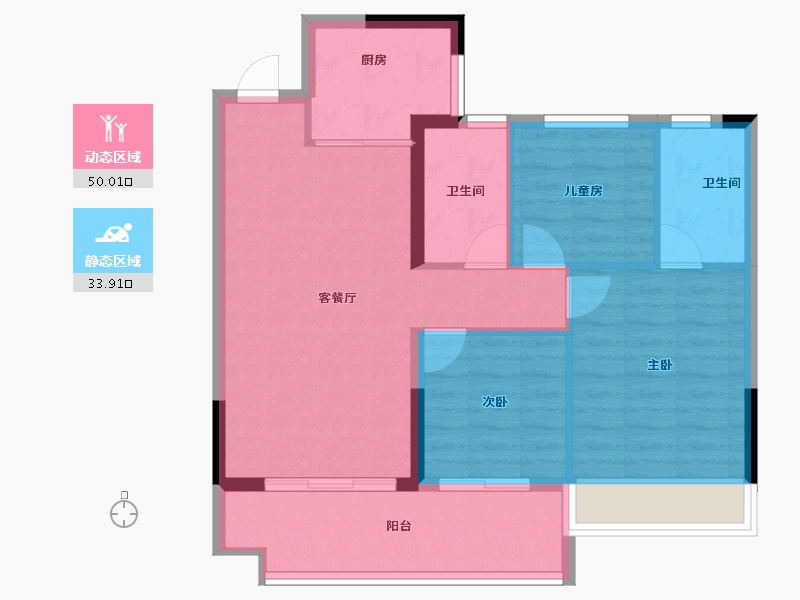 福建省-宁德市-周宁碧桂园·珑悦观邸-75.67-户型库-动静分区