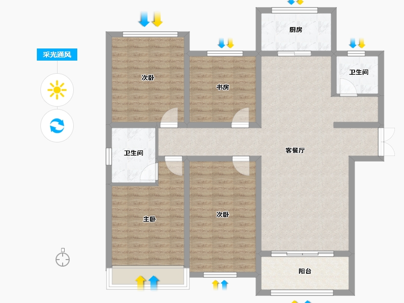 山东省-滨州市-融汇新里程-113.61-户型库-采光通风