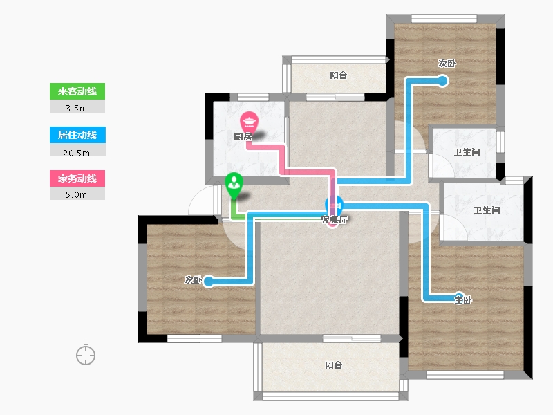 湖北省-咸宁市-鹏成·翰林府-86.43-户型库-动静线