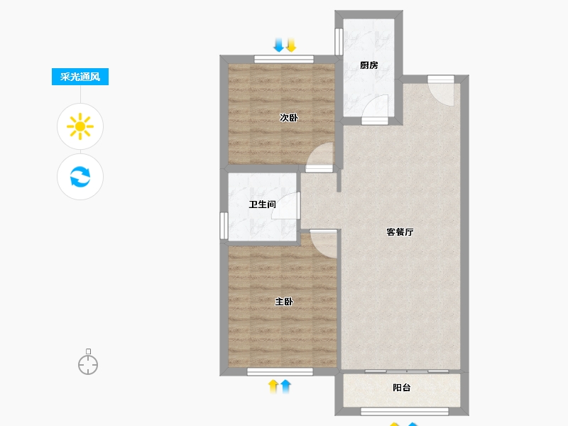 河北省-廊坊市-德荣·文璟-70.40-户型库-采光通风