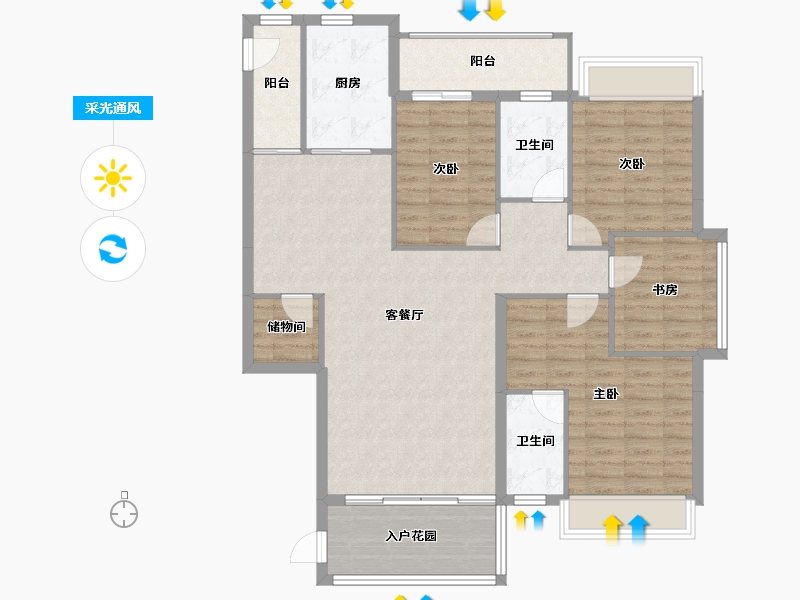 广东省-揭阳市-宏和·金水湾-120.27-户型库-采光通风