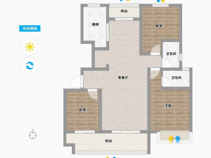 河南省-商丘市-夏邑建业城-101.60-户型库-采光通风