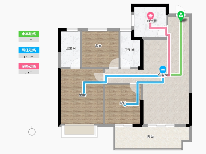 福建省-宁德市-屏南国宾郡-88.77-户型库-动静线