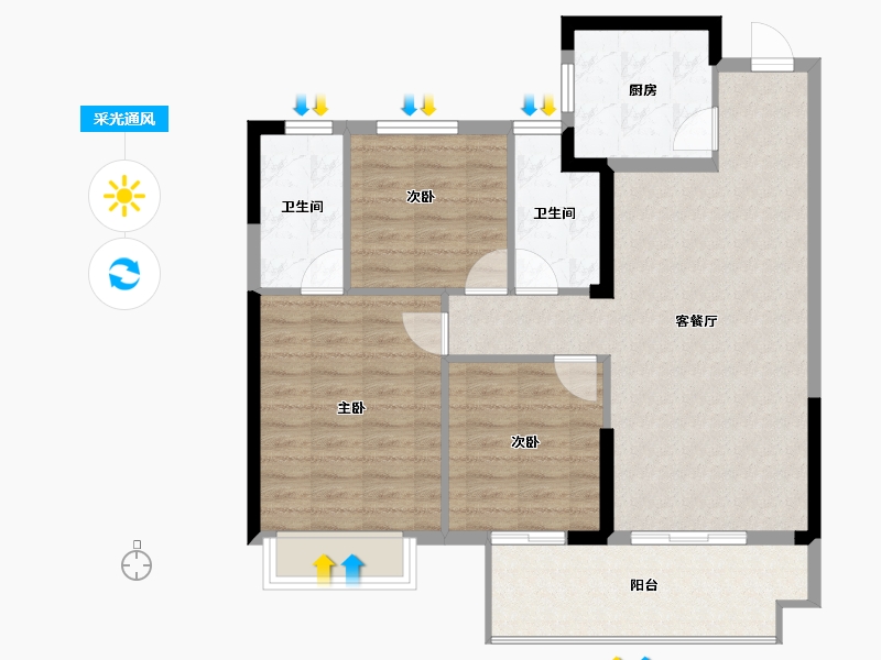 福建省-宁德市-屏南国宾郡-88.77-户型库-采光通风