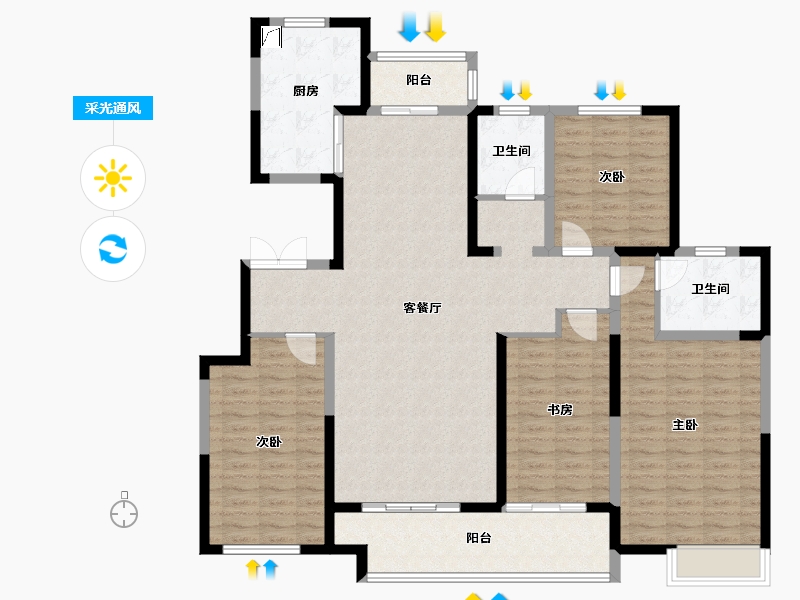 河北省-石家庄市-中地苑-145.00-户型库-采光通风