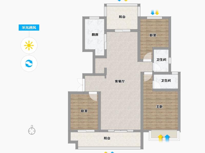 河南省-商丘市-夏邑建业城-109.60-户型库-采光通风