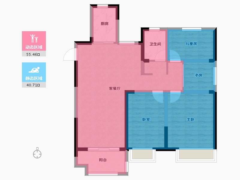 安徽省-合肥市-华盛大运城东嶺-85.44-户型库-动静分区