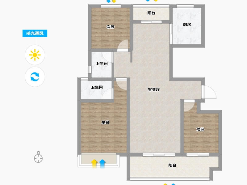 河南省-商丘市-夏邑建业城-101.60-户型库-采光通风