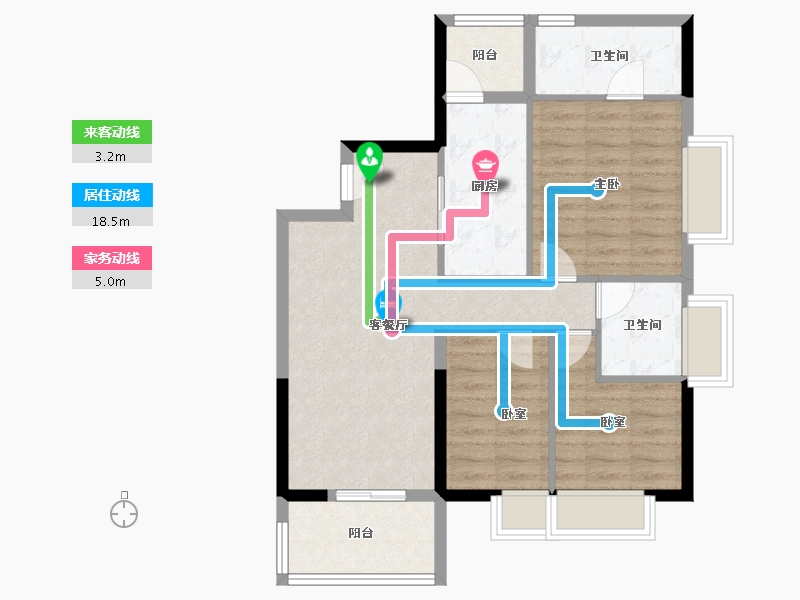 广东省-广州市-加富花园二期天悦-74.64-户型库-动静线