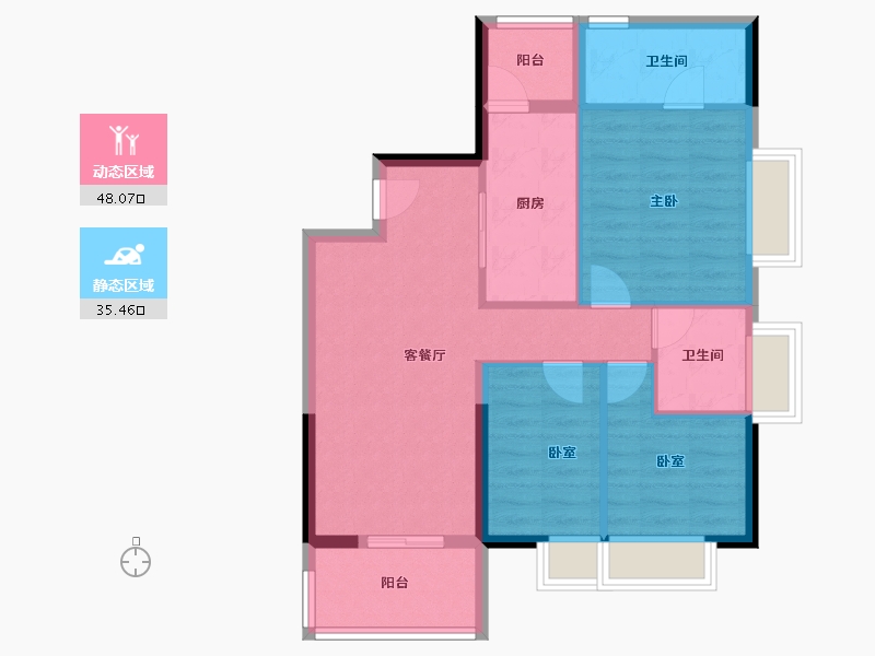 广东省-广州市-加富花园二期天悦-74.64-户型库-动静分区