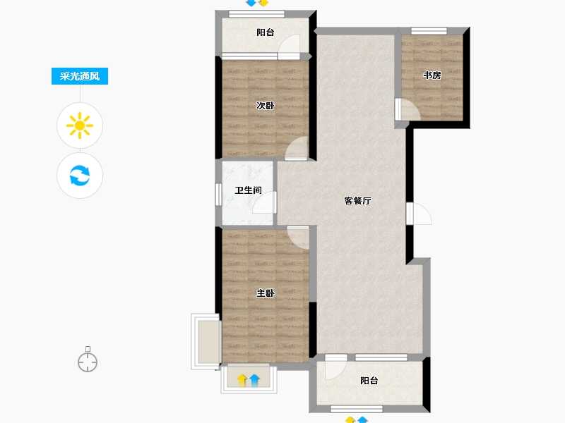 宁夏回族自治区-银川市-三鑫亚龙湾映湖半岛-85.70-户型库-采光通风