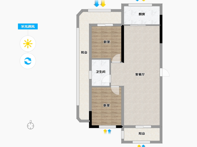 辽宁省-营口市-富甲·甲天下-84.00-户型库-采光通风