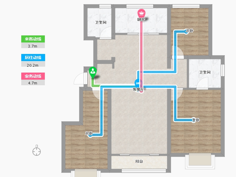 天津-天津市-华远栖塘-90.40-户型库-动静线